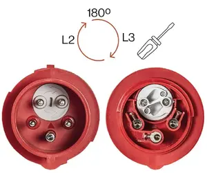FAMATEL 13324 16A 5P 90 grādu fāžu maiņas rūpnieciskā kontaktdakša IP67