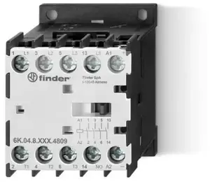 Finder 6K.04.8.230.4309 Power Contactor, 4 NO Contacts, 9A 400V AC3, 230V AC Coil