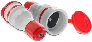 KEL GN-54 Portable Socket 16A 2P+E 250V IP54 with Flap Grey/Red