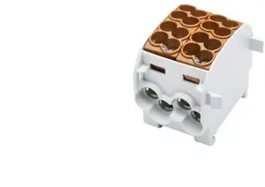 Распределительный блок Simet SCB 25-2 для проводников Al/Cu 2x25мм2, однополюсный, коричневый