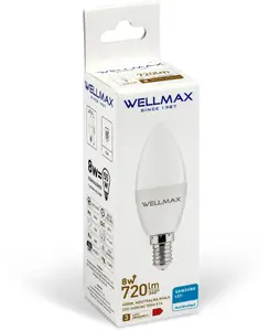 Wellmax LED Candle Bulb 8W E14 720lm 4000K Neutral White SAMSUNG Chip
