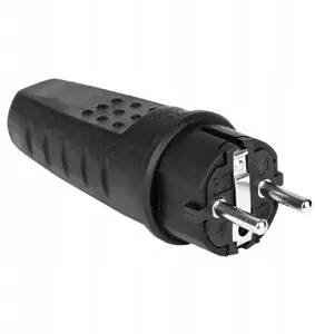 Düwi 24016 Rubber Plug 2P+E IP44 250V 16A 3680W Straight Black