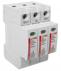 Relpol RSP-T1T2-DC 6.25/3P Surge Protection Device, 1000V DC, 50kA, 3-Pole