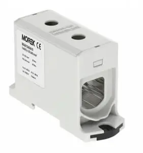 MOREK OTL240 Terminal Block for Aluminum and Copper Conductors 35-240mm2, DIN Rail Mount, 1-Pole, 2-Hole, Grey