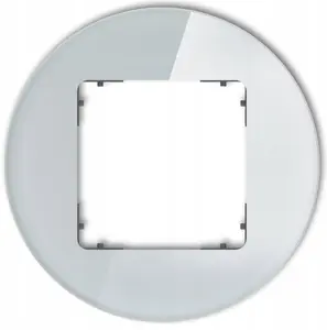 Одинарная универсальная круглая рамка Karlik ICON, эффект стекла, серая рамка с графитовым матовым основанием