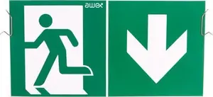 AWEX Plexa EXIT P Emergency Exit Luminaire with Mounting Springs and PU31/PU41 Pictograms