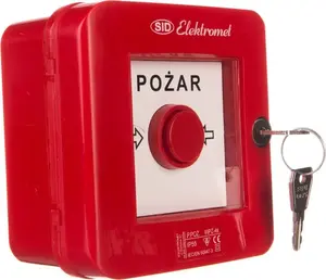 Elektromet WPZ-4s manuālais ugunsgrēka trauksmes poga ar slēdzeni 2NO 2NC 12A IP55