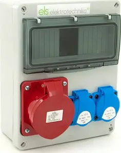 ELS Elektrotechnika 8NO201 būvniecības sadales kārba 32A/5P + 2x230V kontaktligzdas, virsapmetuma