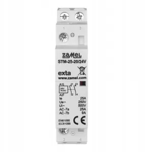 Модульный контактор ZAMEL STM-25-20/24V, 25А, 2НО, 24В DC
