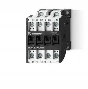Finder 6K.14.8.110.4818 Power Contactor, 3NO+1NO, 18A 400V AC3, 110V AC Coil