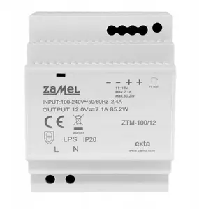 Импульсный блок питания ZAMEL ZTM-100/24 на DIN-рейку 100 Вт 24 В пост. тока