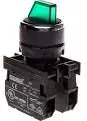 Emas T0-B102SL32Y 3-Position Selector Switch, Momentary, Illuminated, 1NO 1NC, 100-250V, Green