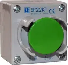 Spamel SP22K126-1 Control Station, 1-Hole, Green Mushroom Pushbutton with Guard, 1NO