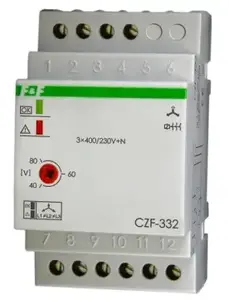 Реле контроля фаз F&F CZF-332 с контролем контактов контактора 10А 1П