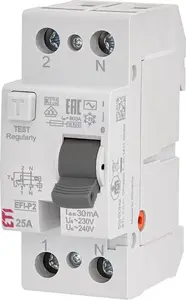Дифференциальный выключатель Eti-Polam EFI-P2 2P 25A 30mA тип AC