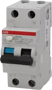 ABB DSH201 C20 AC30 Residual Current Circuit Breaker with Overcurrent Protection 1P+N 20A 6kA 30mA AC Type