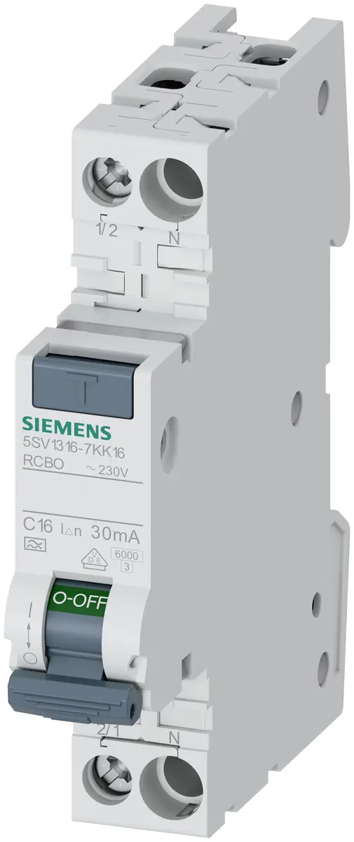 Siemens kompaktais diferenciālās strāvas automāts RCBO