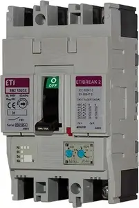 Автоматический выключатель Eti-Polam EB2 125/4L, 4 полюса, 125А, 25кА, термомагнитный расцепитель