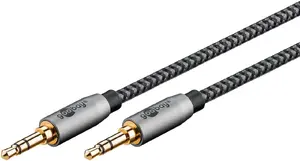 Goobay 3.5mm TRS Audio Cable, 3m, Male to Male, Gold-Plated Contacts, Grey and Silver