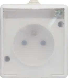 KOS TROL LINE Single Hermetic Socket with Grounding 16A IP44 with Transparent Flap White