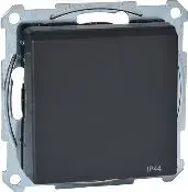 Розетка одинарная Schneider Electric Merten System M 16А IP20 с защитными шторками и крышкой, антрацит