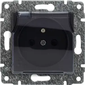 KOS VENA Splash-proof Socket with Earthing IP44, Shutter, Transparent Flap, Anthracite
