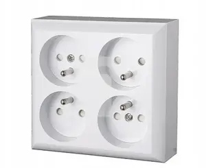 Düwi 20457 Quadruple Surface-Mounted Socket with Grounding, IP20, White