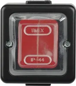 Кнопка накладная Timex LOFT для освещения или звонка, IP44, черный корпус с красной прорезиненной клавишей