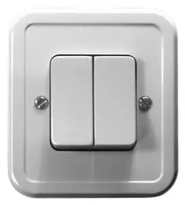 Ospel ŁW-2P/00 Double Light Switch, 6A 250V, White