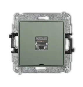 Механизм компьютерной розетки Karlik MINI, 1xRJ45, кат. 5e, экранированный, 8-контактный, шалфей