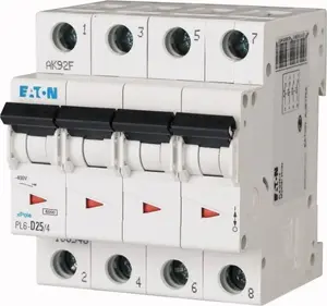 Eaton PL6-B25/4 automātiskais slēdzis, 4-polu, B raksturlīkne, 25A, 6kA