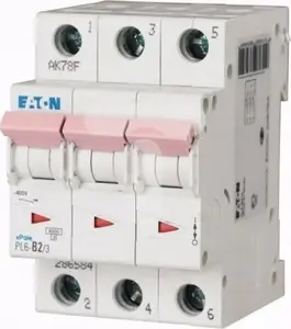 Автоматический выключатель Eaton PL6-D2/3, 3 полюса, характеристика D, 2А, 6кА
