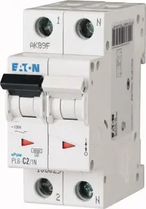 Автоматический выключатель Eaton PL6-C2/1N 1P+N 2A 6кА тип C
