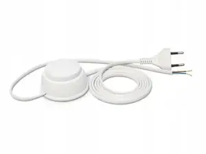 Plastrol PWN-2 Lamp Power Cord with Flat Plug and Foot Switch, 250V 2.5A, White