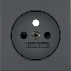 Hager 3965768996 Faceplate for Socket with Earthing and Shutter, Anthracite