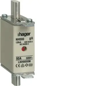 Плавкая вставка Hager LNH0050M NH000 50A 500V gG
