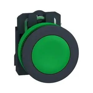 Schneider Electric XB5F Flush Push Button, Green, 1NO Contact