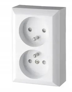 Düwi 20456 Double Surface-Mounted Socket with Earthing, IP20, White