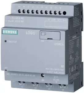 Siemens LOGO! 12/24RCEO Logic Module, 8 Digital Inputs (4 Analog), 4 Relay Outputs, 400 Blocks