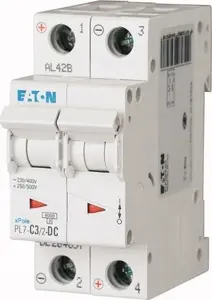 Автоматический выключатель Eaton PL7-C3/2-DC, 2 полюса, характеристика C, 3А, 10кА