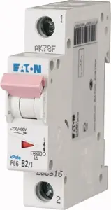 Автоматический выключатель Eaton PL6-D2/1 1P D 2A 6кА