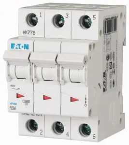 Автоматический выключатель Eaton PLSM-B6/3-MW, 3-полюсный, характеристика B, 6А