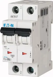 Eaton PL6-B6/2 automātiskais slēdzis, 2-polu, 6A, 6kA, B raksturlīkne
