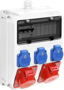PCE ADAMÓW Stationary Distribution Board, M32 Input, 32A/5P, 16A/5P, 4x Schuko Outputs, IP54