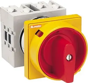 Кулачковый переключатель Lovato Electric GX1610U25 0-1 3P 16A для встраивания с желто-красной рукояткой и блокировкой