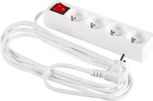 Elcan PM-ZW-4G-15 Power Strip with 4 Sockets, 1.5m Cable, White