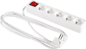 Elcan PM-ZW-5G-30 Power Strip with 5 Sockets and 3m Cable, White