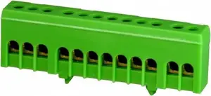 Клеммный блок Simet 870S-12FS защитный PE 12-полюсный для DIN-рейки TS35, 12x16мм2, зеленый