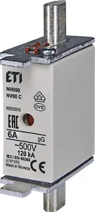 Плавкая вставка Eti-Polam KOMBI NH00C 6A gG/gL 500V