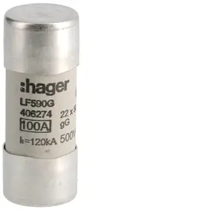 Hager LF590G Cylindrical Fuse Link 22x58mm 100A gG